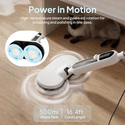 Image of Livatro Scrubbing Steam Mop for Floor Cleaning with Rotating Pads Steamer