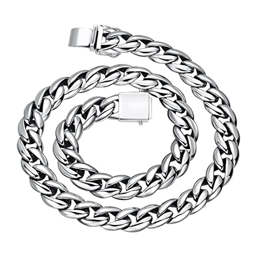 Collier en argent sterling avec maille cubaine VOYADE 65cm pour homme élégant