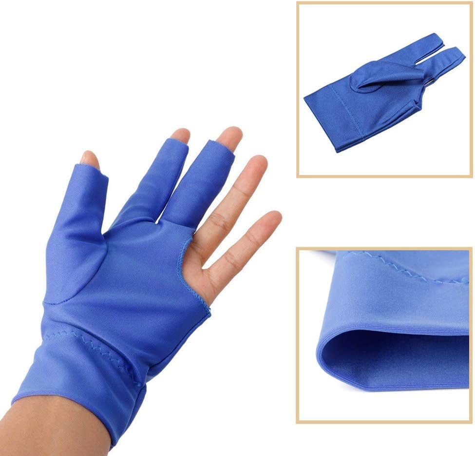 ABA Snooker Pool and Billiard Professional Partner Hand Glove, Three Finger Cut Design Accessory (Blue, Pack of 1) 4