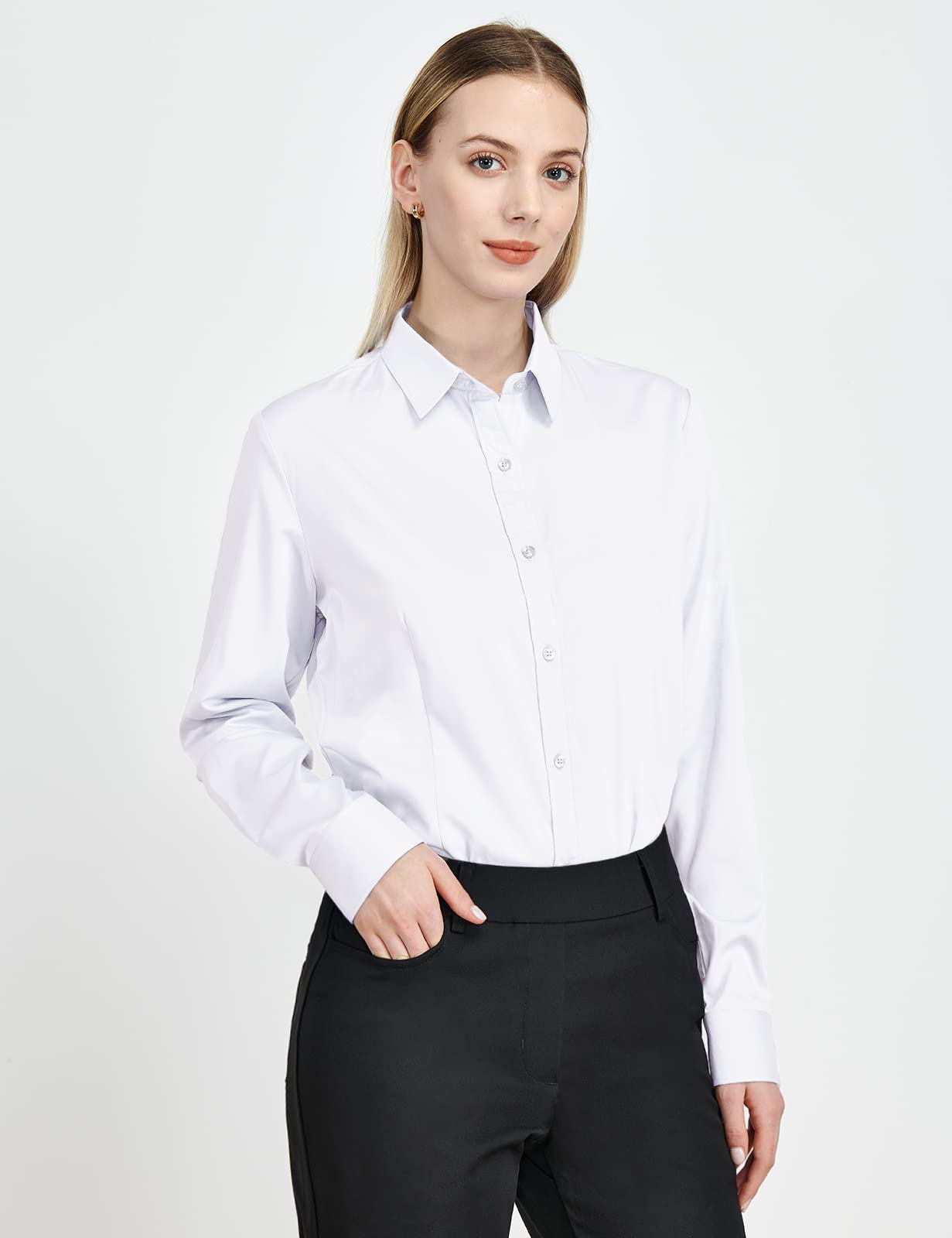 Tapata Damen Bodysuit Bluse mit Knöpfen langärmlig Büroarbeitshemd