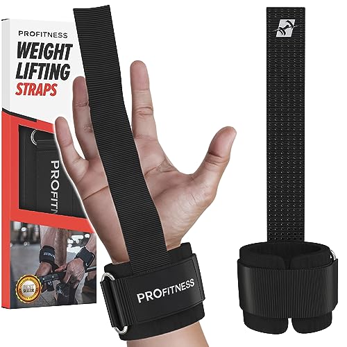 ProFitness Weight Lifting Straps – 10” Long Wrist Straps for Weightlifting – Padded Neoprene Lifting Straps Gym with Non Slip Silicone Grip Men and Women – Weightlifting Wrist Straps