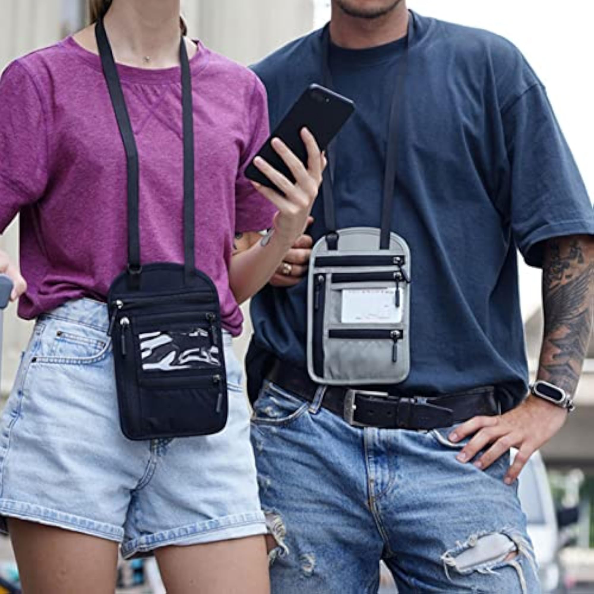 Adjustable Waterproof Multi-Pocket Travel Neck Purse