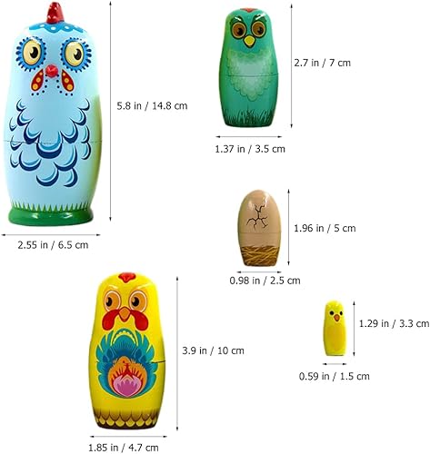 Miniatura 2 de LUOZZY 5pcs Pascua dibujos animados pollo ruso anidación muñeca madera muñeca anidación muñecas de dibujos animados Pascua regalo DIY manualidades