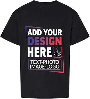 Custom Personalized Short Sleeve Athletic Casual Crew Neck T-Shirt Men Women Unisex Customized Your Image Text Black X-Large