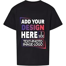 Custom Personalized Short Sleeve Athletic Casual Crew Neck T-Shirt Men Women Unisex Customized Your Image Text Black X-Large