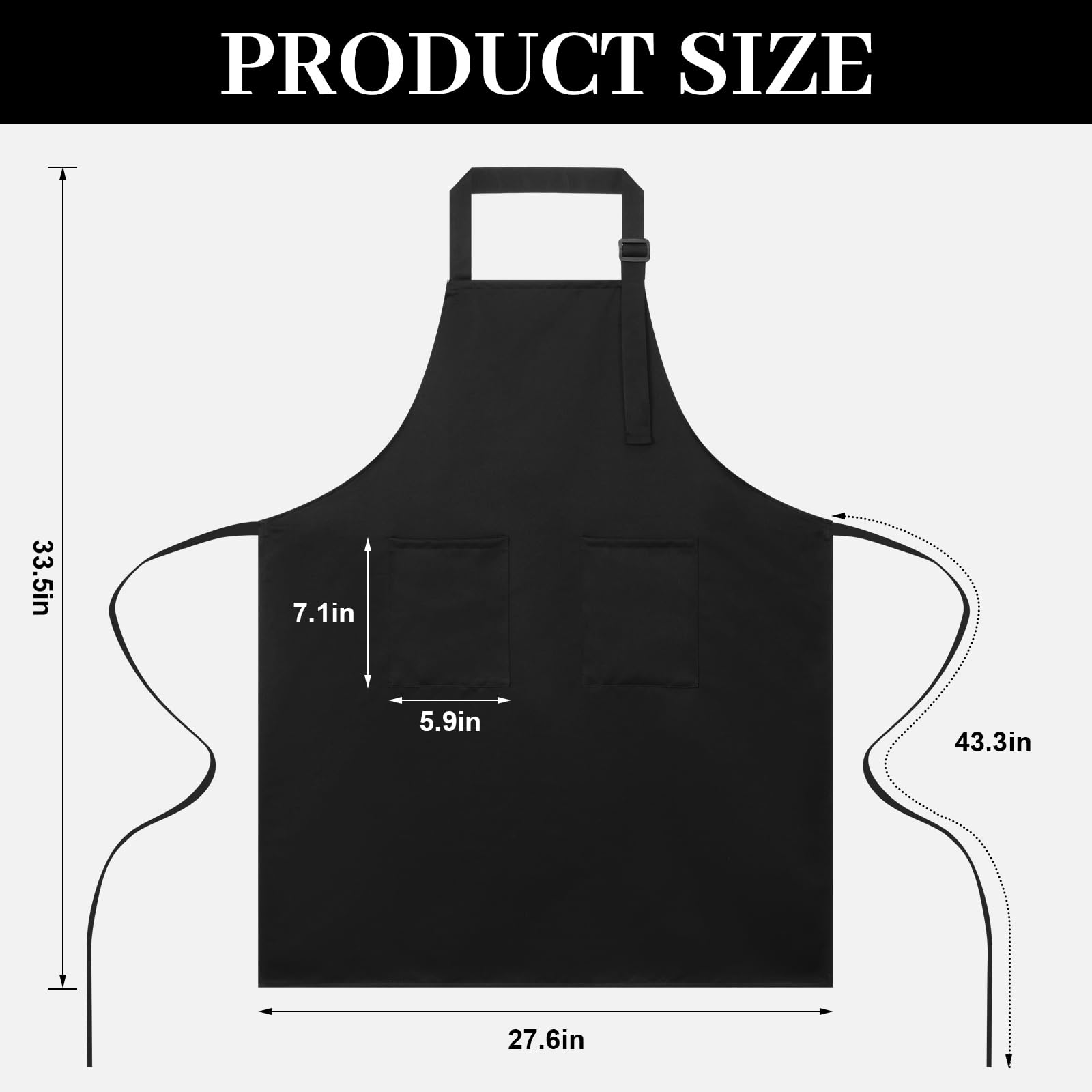 Cozypower Kochschürze in Übergröße, extra groß und lang, mit 2 Taschen, verstellbares Lätzchen, Schwarz, für Damen und Herren, zum Kochen, Küche, Grillen, Arbeiten, wasser- und ölbeständig, Schwarz, 4