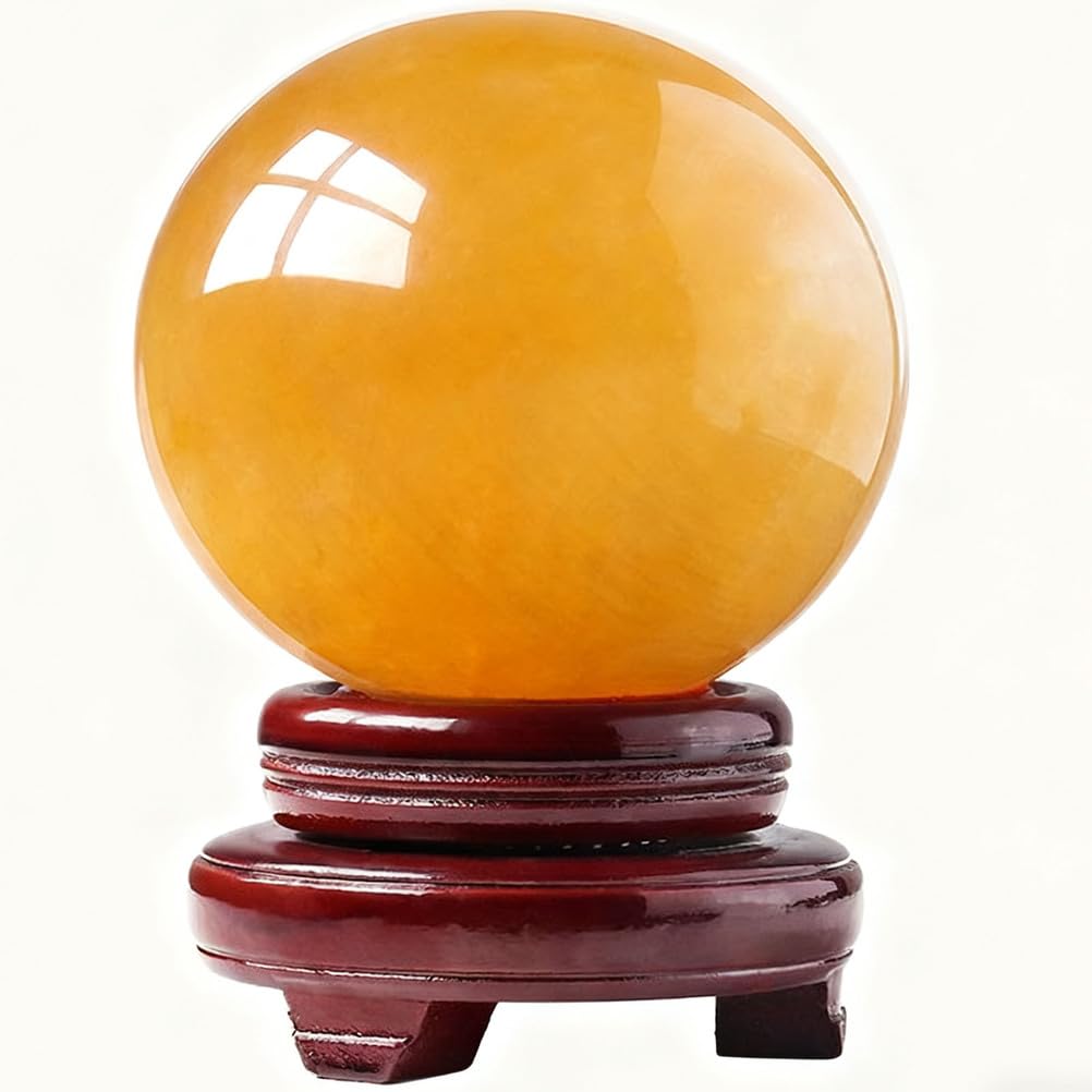 RVBLRDSE Feng Shui Citrine Crystal Sphere Ball, Transparent Quartz with Holder for Wealth32-150mm for Divination,60mm Gemstone Stone