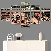 SIGNWIN 5 Panel Canvas Wall Art Modern Art Cars Edgy Industrial Mixed Media Multicolor Transportation for Home Decorations Ready to Hang - 60