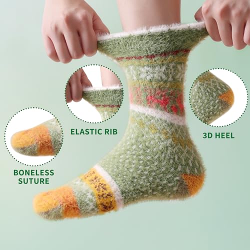 Image of SISOSOCK 5 Pairs Fuzzy Soft Cozy Comfortable Socks for Women, Casual Sleep Comfy Socks, Perfect Warm Winter Gifts for Women
