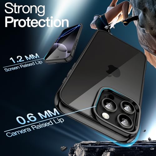 Image of JETech Cover Case for iPhone 16 Pro 6.3-Inch, Non-Yellowing Shockproof Phone Bumper Cover, Anti-Scratch Clear Back (Black)