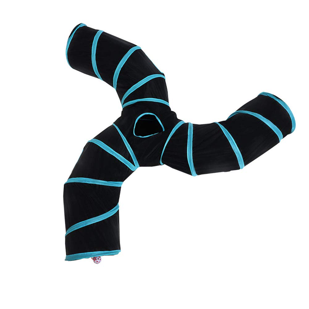 iHOO Túneles para gatos S-Way - Tubo plegable con laberinto de bolas, casa para gatos, mascotas, interactivos, para gatos, cachorros, gatitos, conejos, túneles de 3 vías