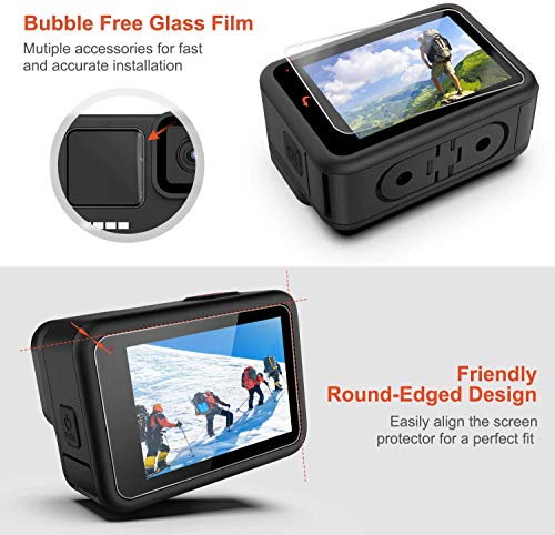 Image of M.G.R.J HD Clear 9H Hardness Tempered Glass Screen Protector for GoPro Hero 12 / GoPro Hero 11 / GoPro Hero 10 / GoPro Hero 9 (Front /Back Glass & Display Film) (3 P'cs Set)