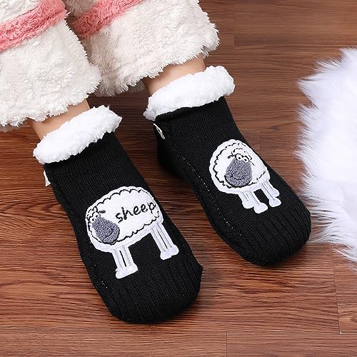 Image of ZYZX Cute Animal Slipper Socks for Women with Grips,Fuzzy Socks Indoor