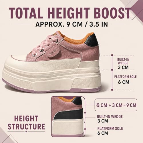 Image of Platform Sneakers for Women Chunky Casual Lace Up Comfort Shoes