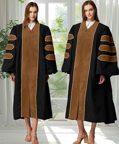Image of MyGradDay Unisex Deluxe Graduation Doctorate Robe with Gold Piping Available for Customization