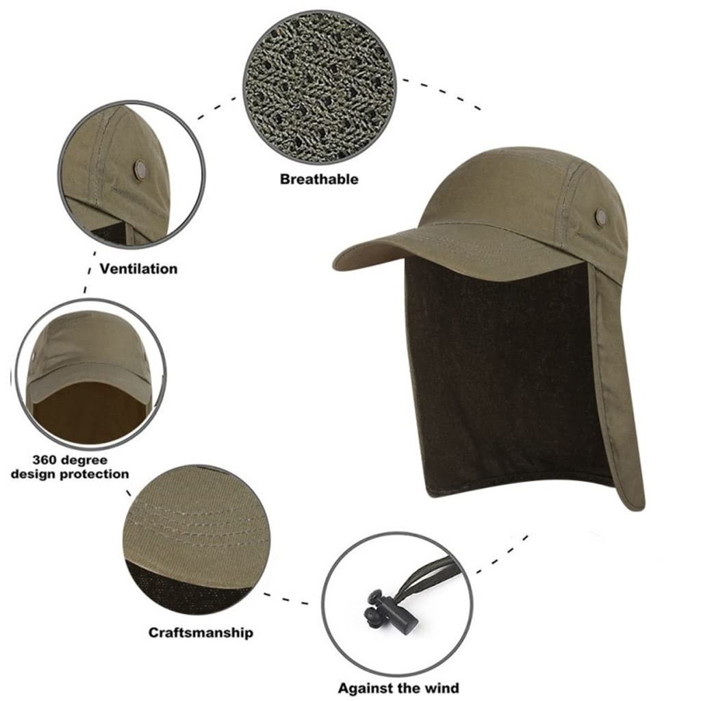 LNNSHX Kapelusz wędkarski unisex Czapka z daszkiem przeciwsłonecznym Kapelusz na zewnątrz Ochrona przeciwsłoneczna UPF 50 ze zdejmowaną osłoną szyi na uszy do wędkowania pieszego (kolor: 3 szt.,