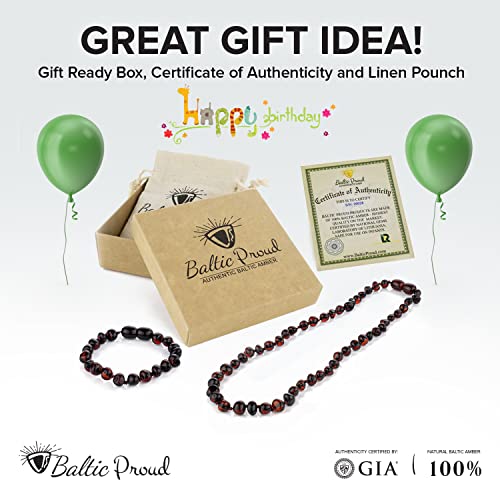 Baltic Amber Necklace And Bracelet Gift Set (Unisex Cherry) - Certified Premium Quality Raw Baltic Amber #TOP3