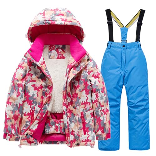 Kids Snowsuit for Boys Girls Toddler Winter Hoodie Down Coat Ski Jacket & Bib Pants Thick Windproof Ski Suit Outfits