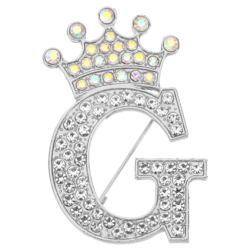 Image of PATIKIL Letter Brooch Pins, Crown Initial Rhinestone Alphabet Letter Lapel Badges Pin for Women Suits