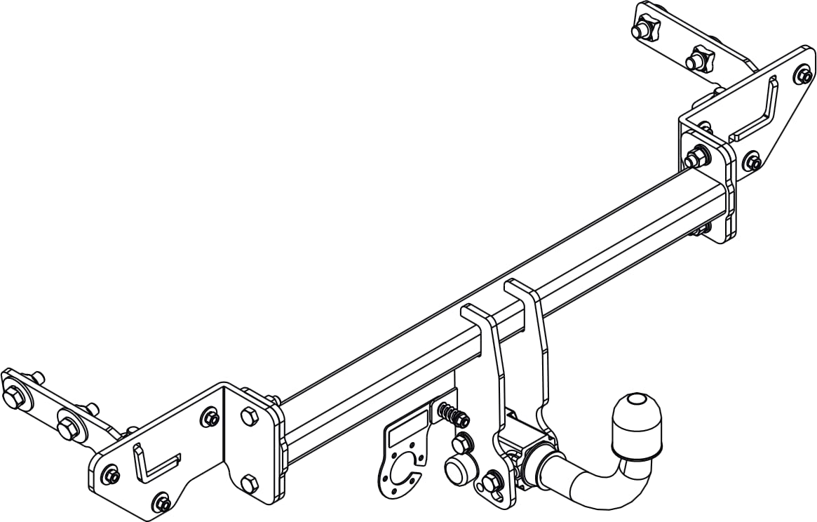 Gancio di traino completo estraibile orizzontale compatibile con Jeep Renegade BU dal 09.2014 + universale kit elettrico 7 poli