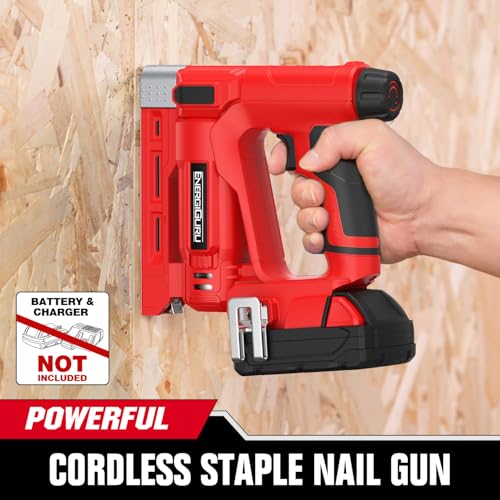 18V Cordless 2-in-1 Brad Nailer & T50 Stapler Gun (Tool Only, Battery Not Included), Lightweight Design, Includes 800 Nails/Staples for Woodworking, Upholstery, DIY Home Renovation
