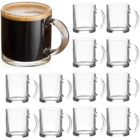 Glass Mugs 12 oz,QAPPDA Clear Coffee Mugs With Handle 350ml,Tea Mugs Water Mugs Beer Glasses With Handle,Glass Cup Drinkware For Beverage,Juice,Latte Cups Cappuccino Mugs Beer Mug Water Cups 12pack Cover