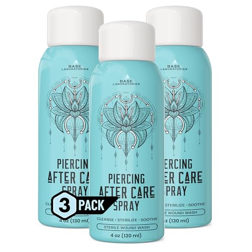 BASE LABORATORIES Piercing Aftercare Spray Saline Spray for Piercings - 3PK