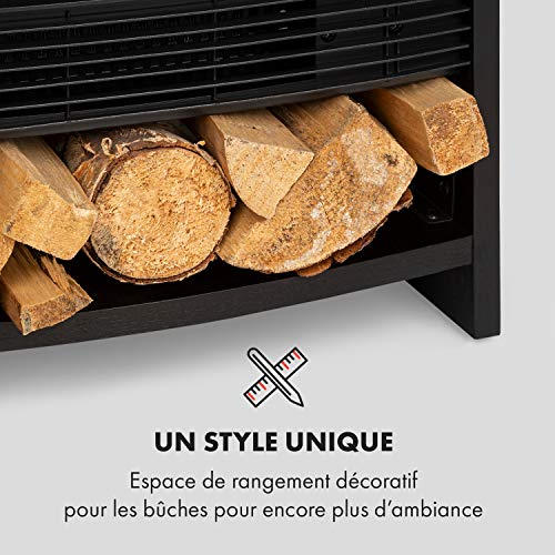 KLARSTEIN Bergamo Cheminée électrique - 2 Niveaux de Chauffage : 900/1800 W, Thermostat, Illusion de Flamme réaliste : Effet de Flamme LED indépendant avec bûches en résine, Aspect Bois, Noir KLARSTEIN Bergamo Cheminée électrique - 2 Niveaux de Chauffage : 900/1800 W, Thermostat, Illusion de Flamme réaliste : Effet de Flamme LED indépendant avec bûches en résine, Aspect Bois, Noir