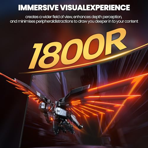 CRUA 32" 144Hz/165Hz Curved Gaming Monitor, Full HD 1080P, 1800R Curvature, 1ms(GTG) Response Time, for Computer Monitors, Laptop, Auto Support Freesync | DP, HDMI Port-Black - Image 6