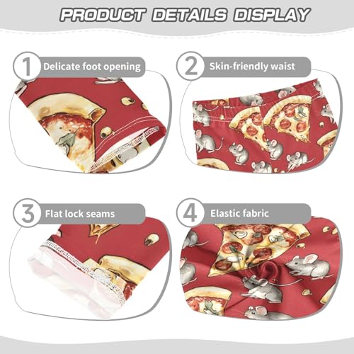 Cartoon Mice and Pizza Girls Leggings Ultra Soft Compression Yoga Gym Pants for Kids 4-10T3