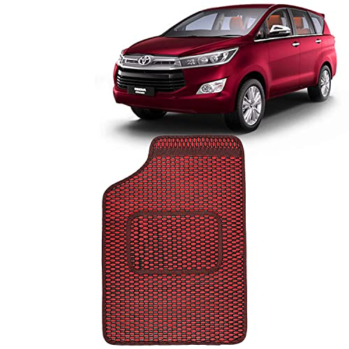 Image of Kingsway Dotted Design Car Floor Foot Mats Universal Fit for Toyota Innova Crysta, Model Year : 2015-2021, Water and Dustproof, Color Red, Set of 5 Pieces