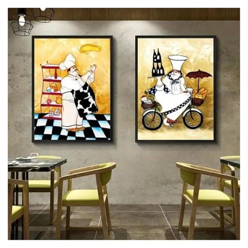 Affiche de chef moderne sur toile pour décoration de restaurant