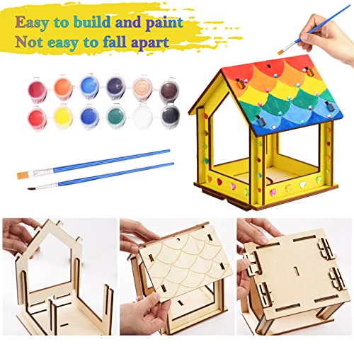 Image of Kids Arts and Crafts for Outdoor,2 Pack Bird Feeder Wind Chime Kits for Children to Build and Paint, DIY Unfinished Wood STEM Painting Activities Crafts Toys for Boys Girls Ages 3-5 4-8 8-12 6-8