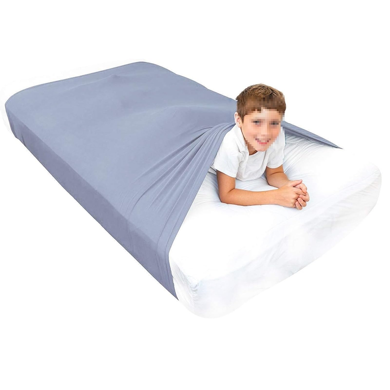 TOSOFT Autistic Kids & Adults Sensory Compression Bed Sheets Blanket Soft Lightweight Breathable Sleeping Pockets Sock Great For Restless Young Sleepers(Grey,Queen 160x147cm/63x58in)