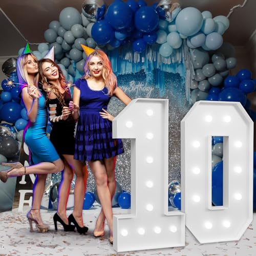 Image of imprsv Marquee Numbers Large 10th-Birthday Decorations: 4ft Light Up Number