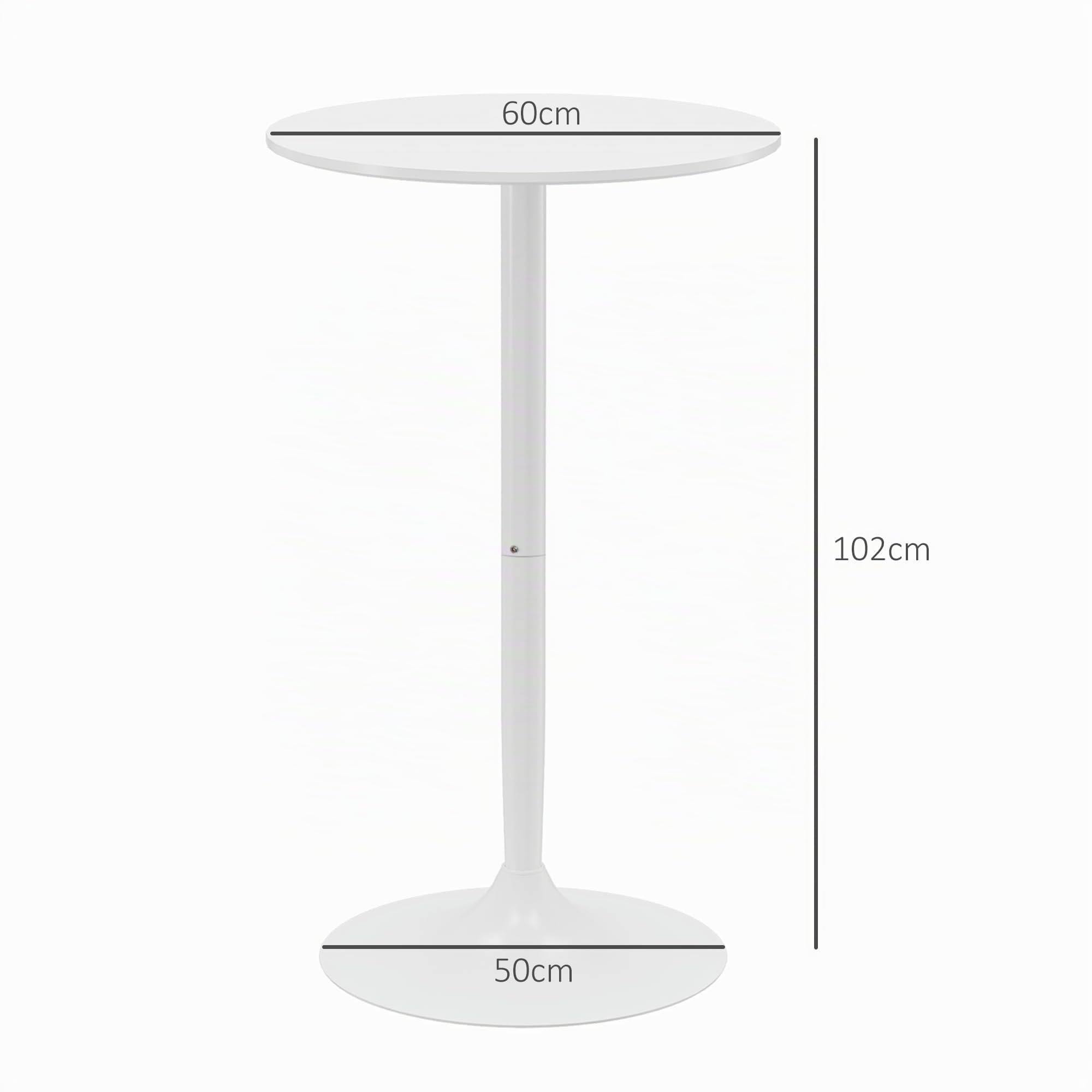 HOMCOM Bartisch Stehtisch Rund Bistrotisch Ø60 x 102 cm Weiß