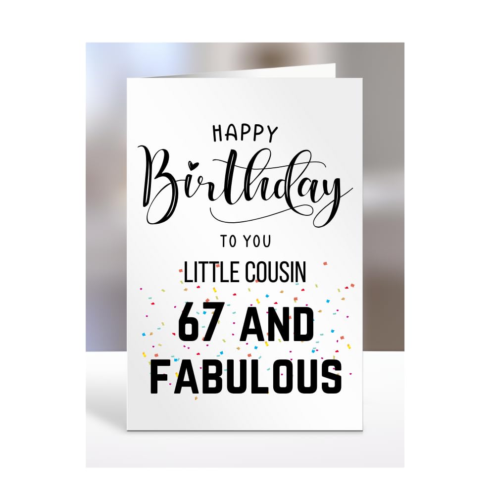 67th Birthday Card for Little Cousin, Happy Birthday, Gifts for Men or Women, Presents for Christmas, 67 and fabulous, 67 years old, Greetings Card, A5-102g_141 — image 1