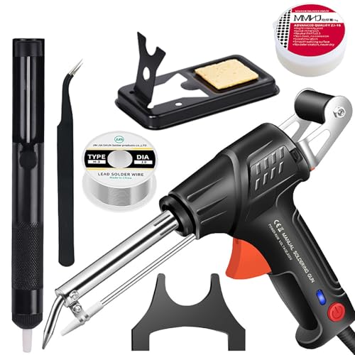 Welder with Internal Heating | 6-in-1 Multi-function Soldering Iron Gun Kit - Portable Soldering Tool for Electronic Processing, DIY, Home Use (Color: Black)