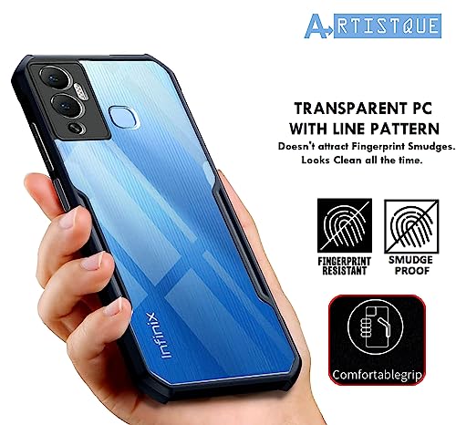 Image of A rtistque Clear Hard Transparent Acrylic Armor Anti-Drop Shockproof TPU Edge Back Cover Case for Infinix Hot 12 Play - Black