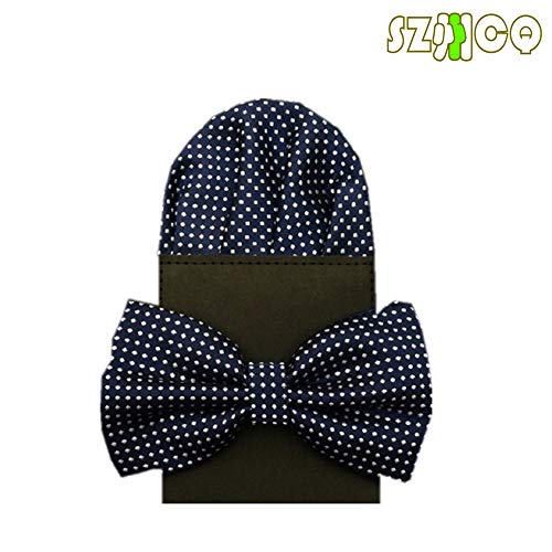 Set clásico de corbata de moño y pañuelo blanco con patrón floral miniatura 2