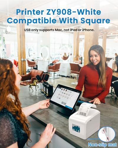 Image of ZYWELL ZY908 Thermal Receipt Printer Works with Cash Drawer Win Linux Mac Chromebook, Auto-Cutter 80mm USB Ethernet POS Printer Use for Small Business /Restaurant (Not Support iOS)