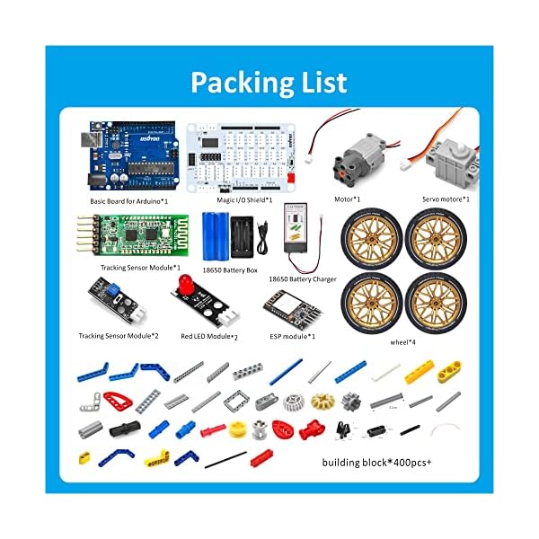 OSOYOO Model-T Building Block Robot Car Kit for Arduino Stem Educational Robotic Programming Project with App Remote… - Imagen 9