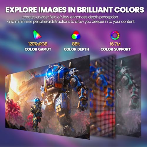 CRUA 27" Curved Gaming Monitor, 280Hz FHD (1920X1080P), 1800R VA Panel, 120% sRGB, Support AMD FreeSync, Low Blue Light, Ultra-Smooth Esports Display, HDMI 1.4 & DP 1.2, Wall Mountable Installs-Black - Image 5