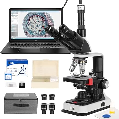40X-2500X Trinocular Compound Microscope Profesional,3MP Camera Electron microscopes for Adults,Biological lab microscopio 1000x Mechanical Stage Digital abbe Condenser Cover