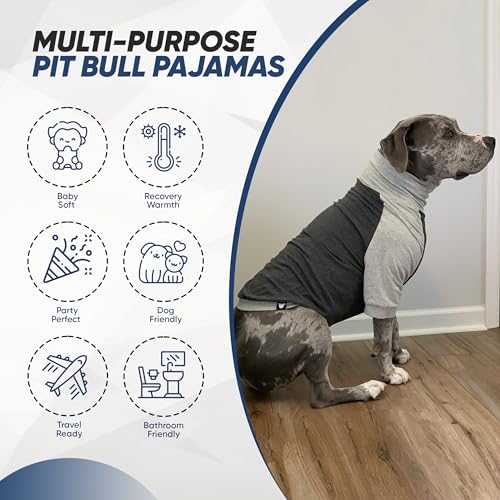 Tooth & Honey Dog Shirt for Large Dogs Breathable Cotton & Spandex Pullover with Full Underbelly Coverage for Allergy Relief & Sun Protection (Dark & Light Grey Shirt, XL) by Tooth & Honey - Image 8