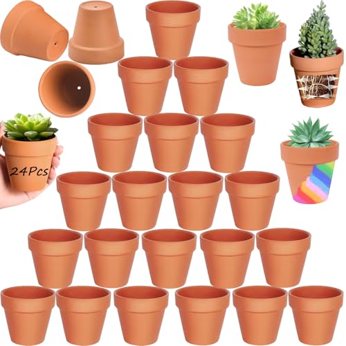 Mockotta 24 pièces 5 x 5.5 cm Petits Pots en Argile,Petits Pots en Argile pour l'artisanat,petitspots de Fleurs,Pots de Fleurs pour la Peinture,petitspots...