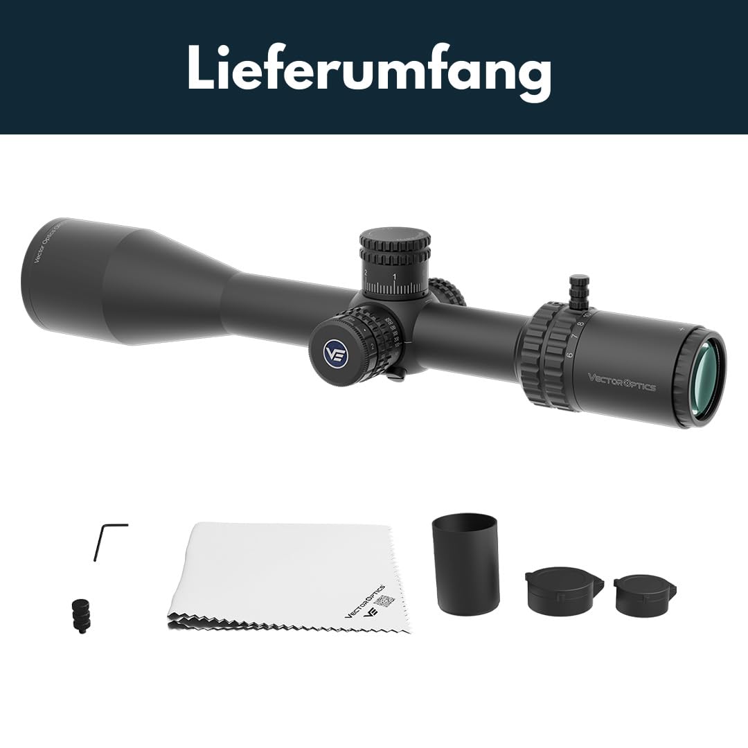 Vector Optics SCFF-61 Orion Pro Max 6-24x50 MIL HD FFP Zielfernrohr für Sport, Airsoft und Jagd, Luftgewehr, Ziel-Visier, Gewehrzielfernrohr, Rifle Scope, umfangreiches Zubehör