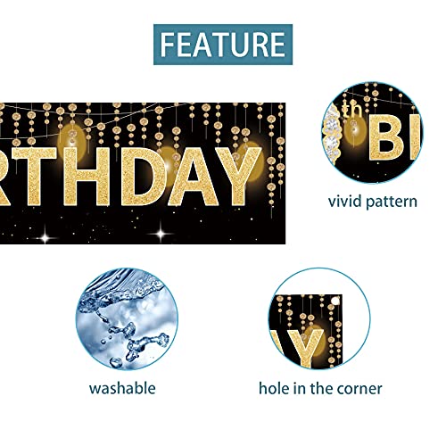 image for Joyiou Happy 60th Birthday Banner Decorations for Men Women, Gold 60 Y