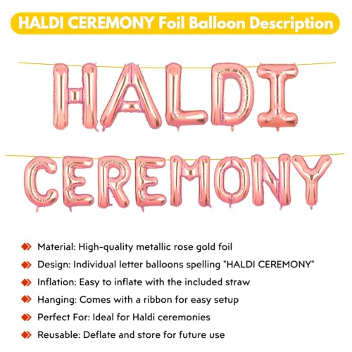 Image of Haldi Ceremony Banner Rose Gold for Wedding Boys Girls Men Women Foil Balloon Decoration Decor Celebration Rose Golden