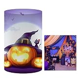 KONPON Halloween Cylinder Pedestal Covers Scary Pumpkin Lantern Plinth Stand Cover for Trick or Treat Party Decoration Photo Booth Studio Props